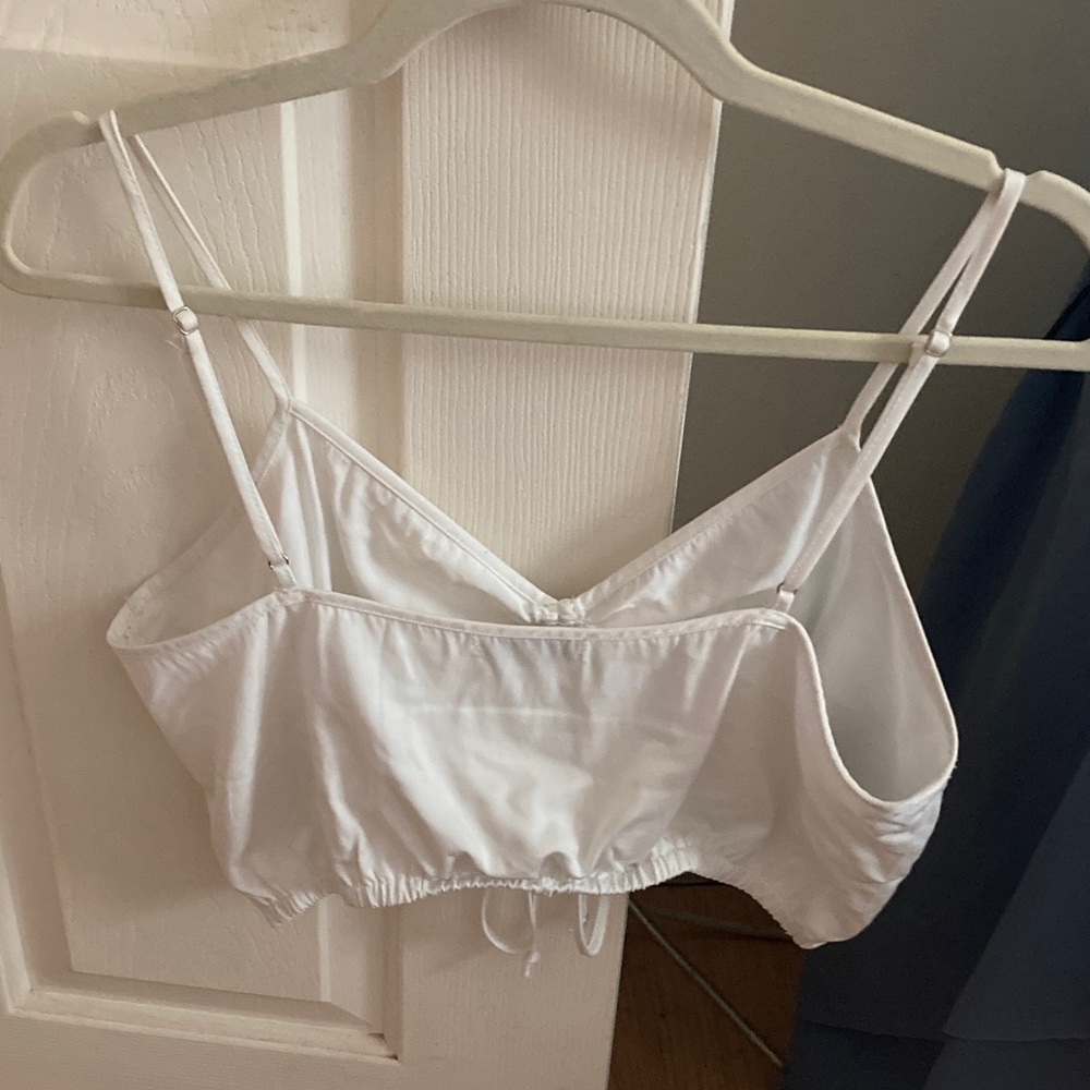 Crescent White Ruched Crop Top - Picture 2 of 5